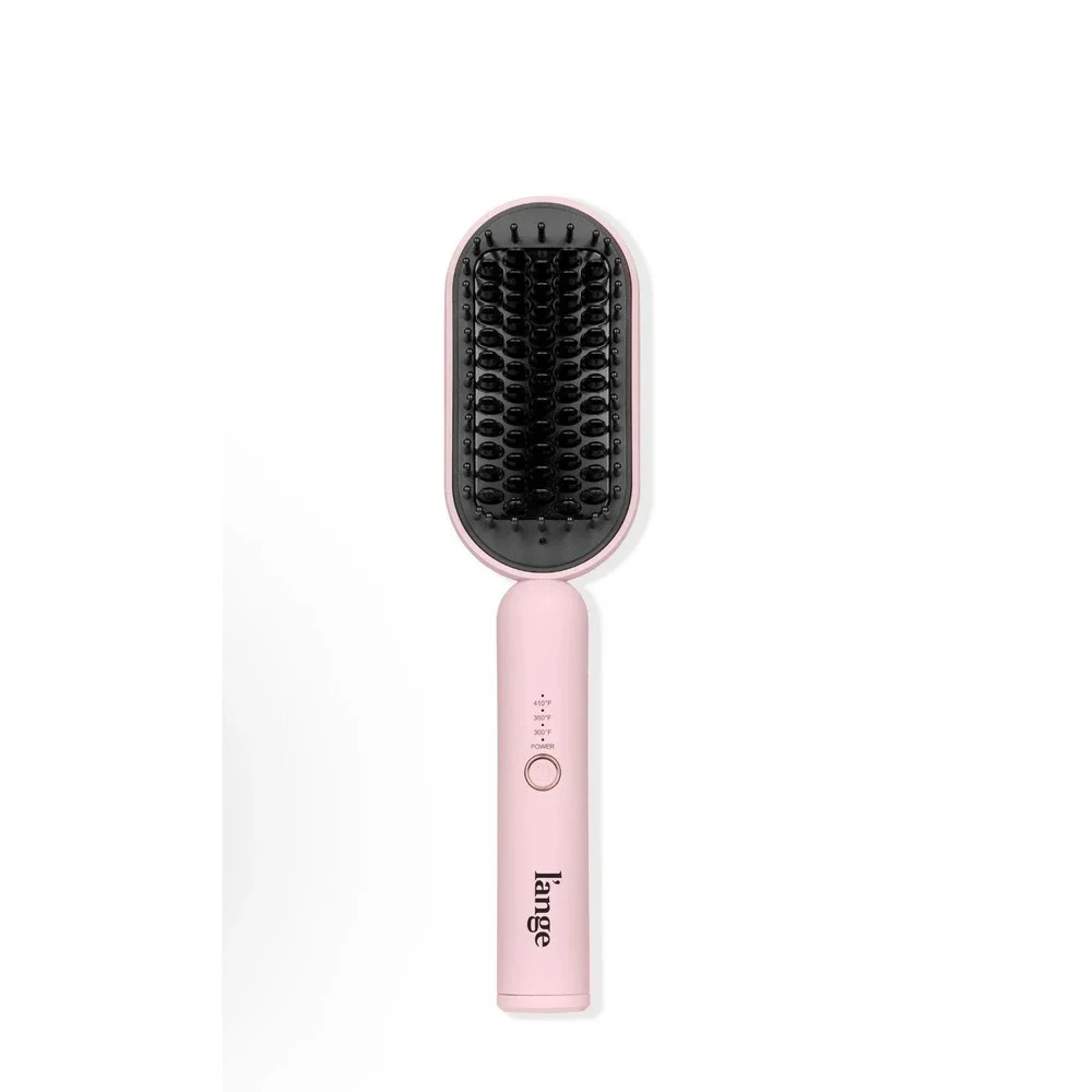 L'ange Mane Pass 2-in-1 Straightening Brush‎ Blush Pink Ceramic Hair Tool
